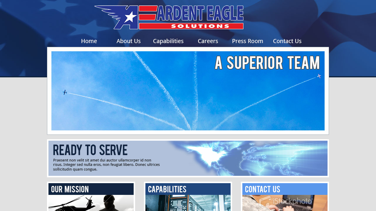Website concept for Ardent Eagle Solutions