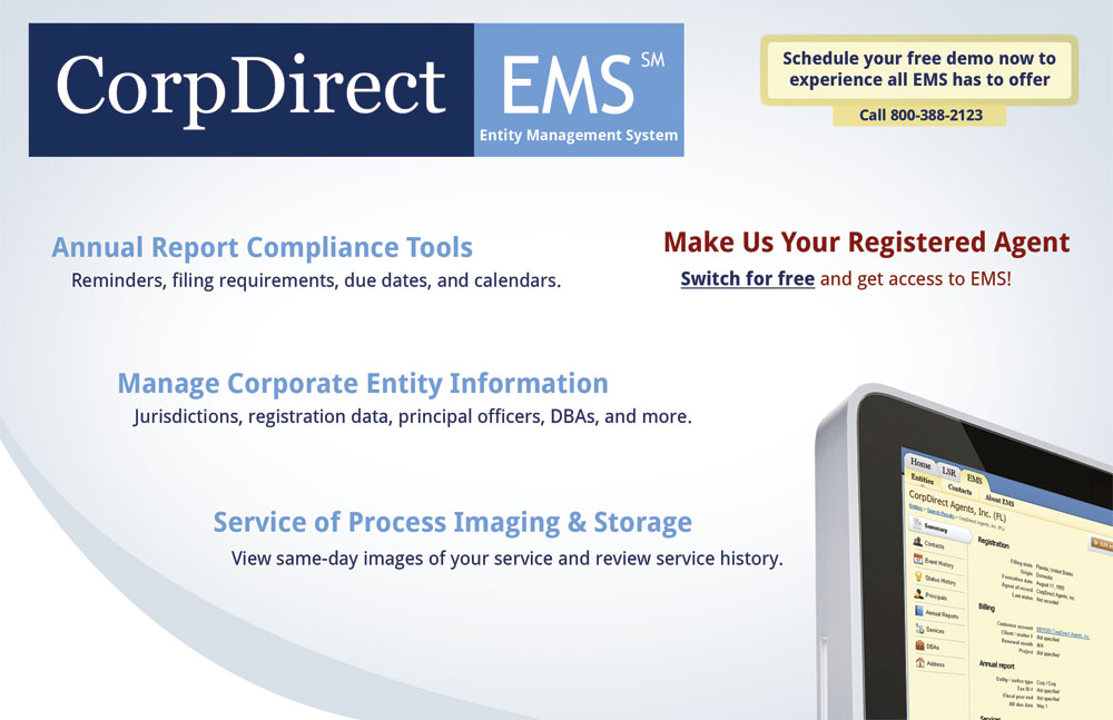 Front of CorpDirect EMS flyer, touting its benefits